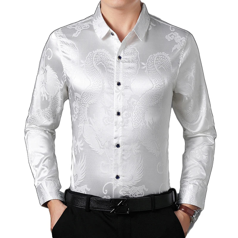 chemises-chinoises-hommes-soie-dragon-longues