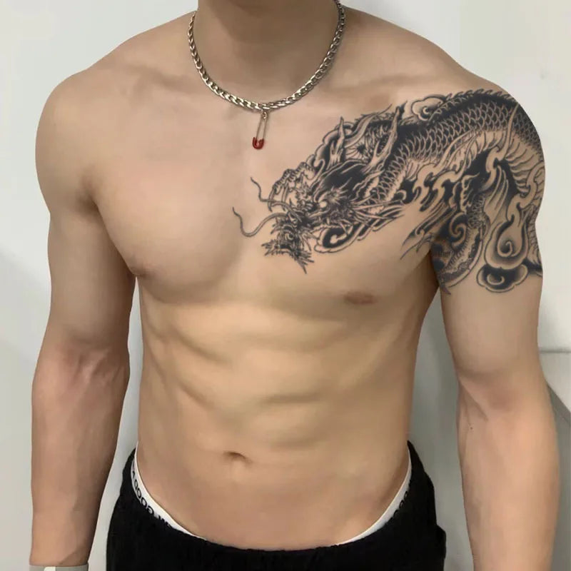 tatouage-dragon-chinois-fleur-cr-ne
