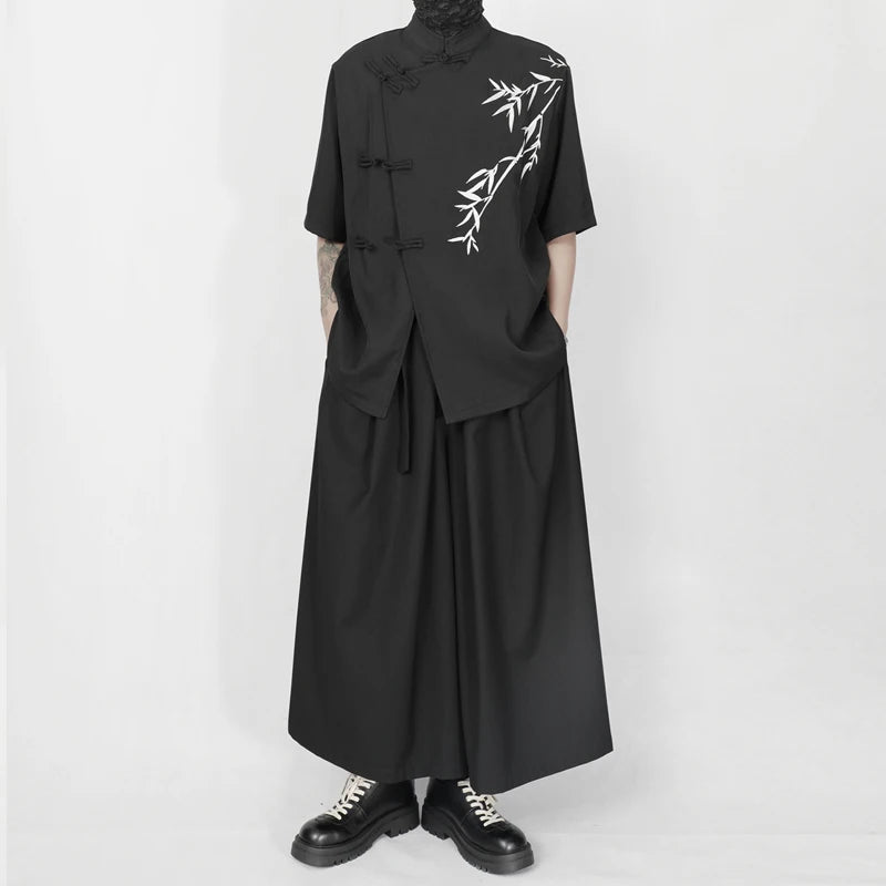 chemises-chinoises-hommes-courtes-fendue