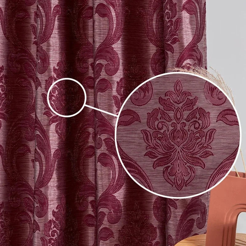 Rèm cửa Trung Quốc Jacquard màu nâu