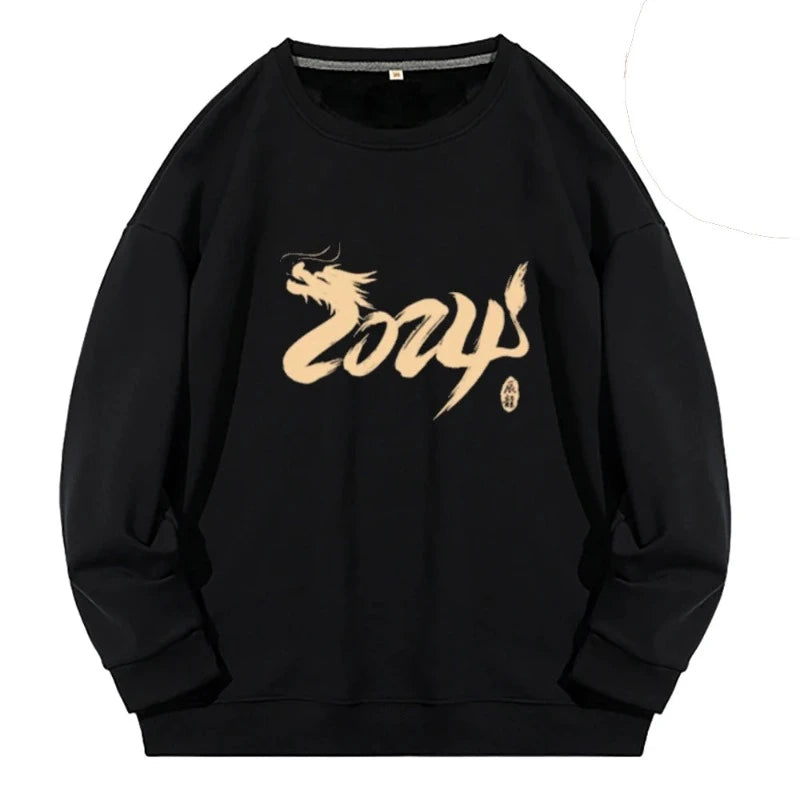 pull-chinois-imprim-dragon-col-rond