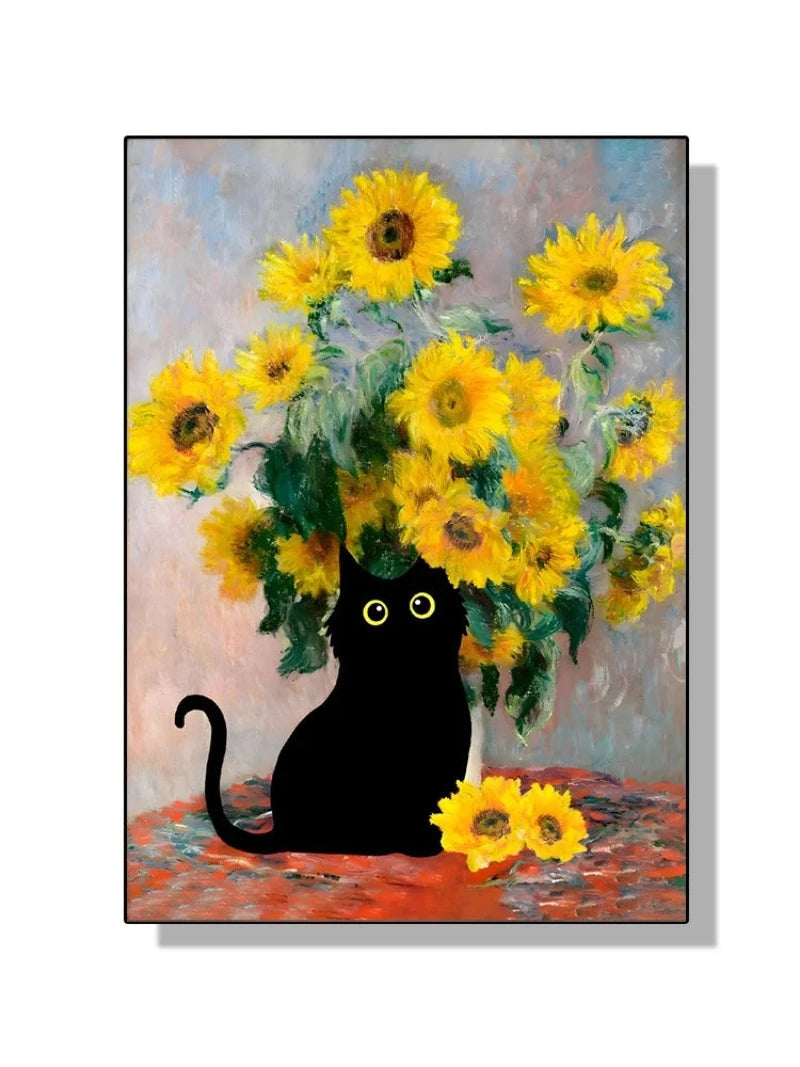 Κινέζικη ζωγραφική με μαύρη γάτα