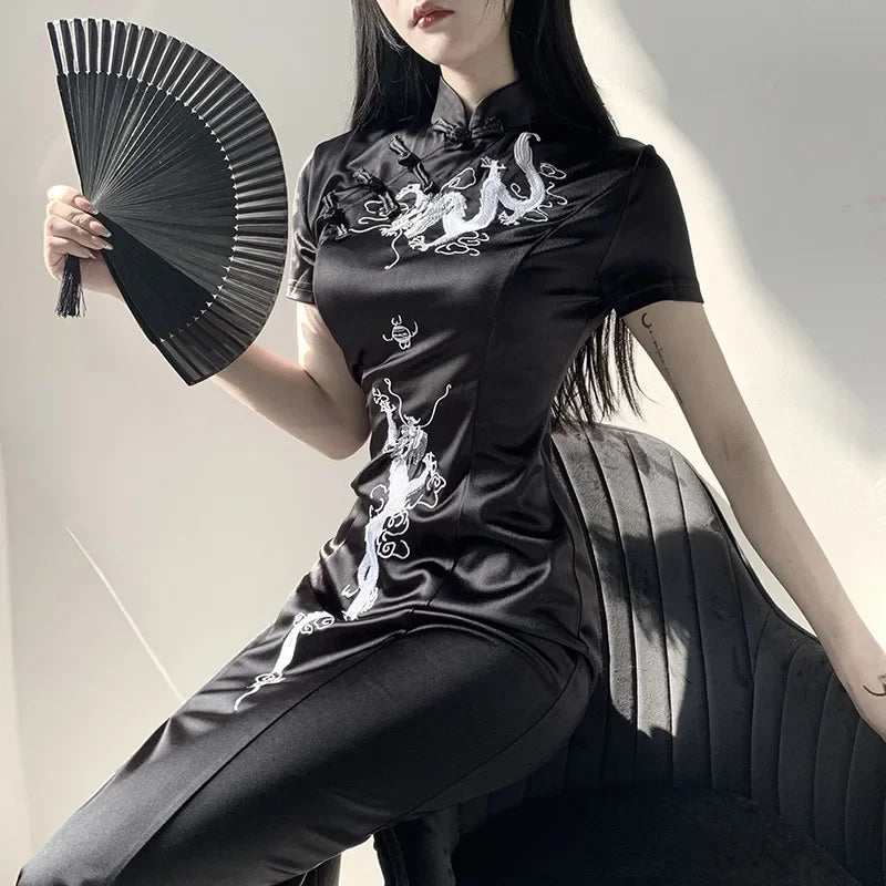 cheongsam-robe-longue-dragon