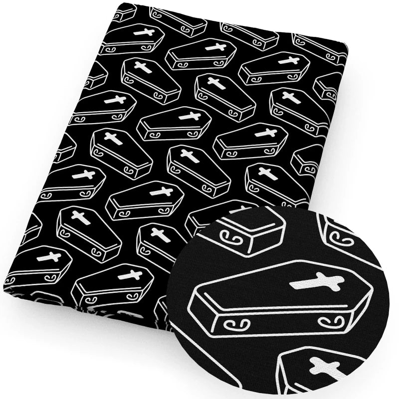 tissu-chinois-noir-t-te-de-mort