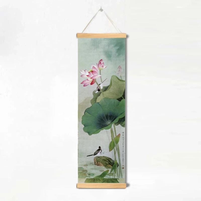 tableau-chinois-oiseau-et-fleurs