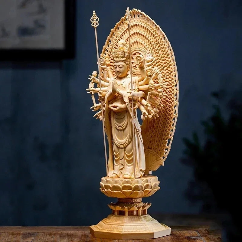 figurine-chinoise-bouddha-bois-massif