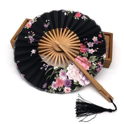 eventail-chinois-rond-a-rivures-noir