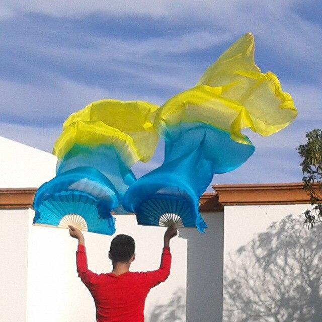 eventails-chinois-de-danse-bleus-et-jaunes