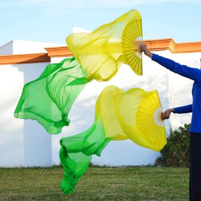 eventails-chinois-de-danse-jaunes-et-verts