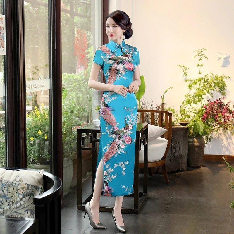 robe-chinoise-turquoise-longue