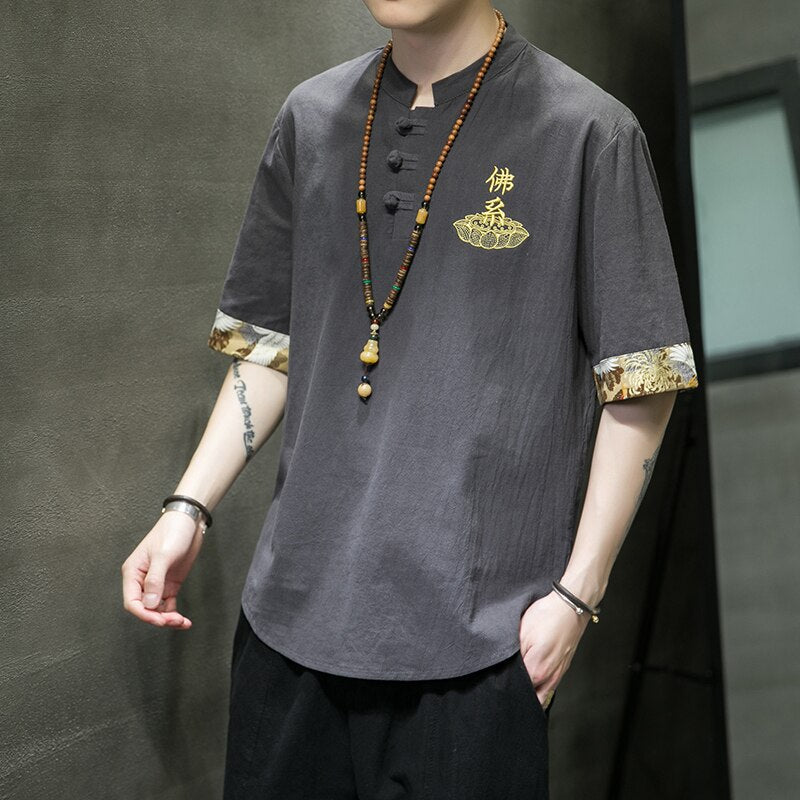 t-shirt-chinois-col-mao