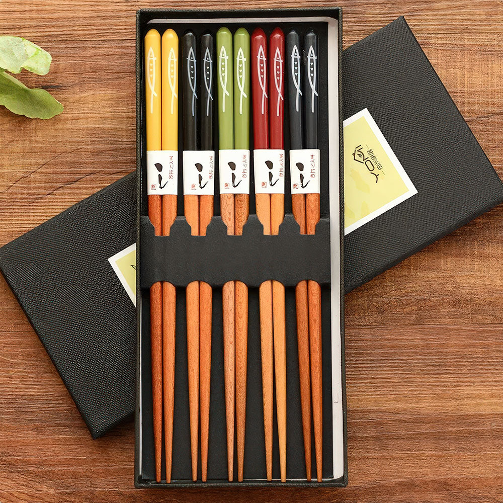 Baguettes Chinoises Dessins Poissons 4 Couleurs