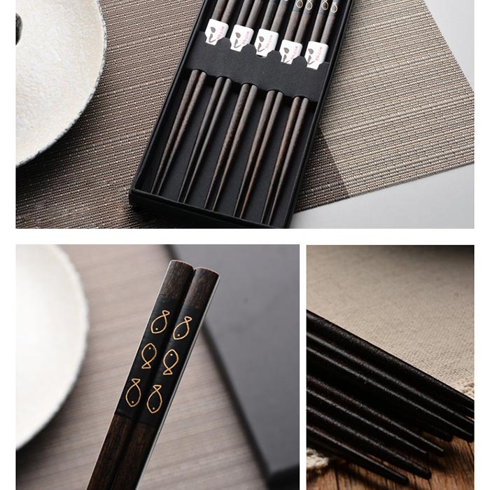 Baguettes Chinoises Dessins Poissons Noires
