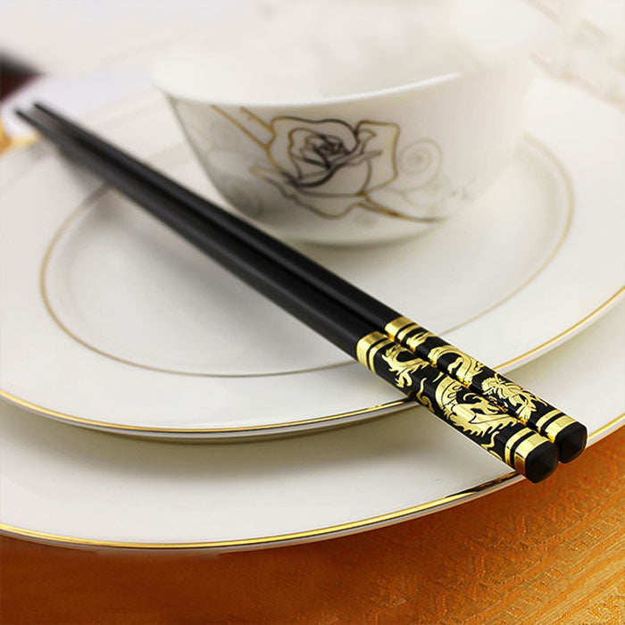 Baguettes Chinoises Dragon en Or