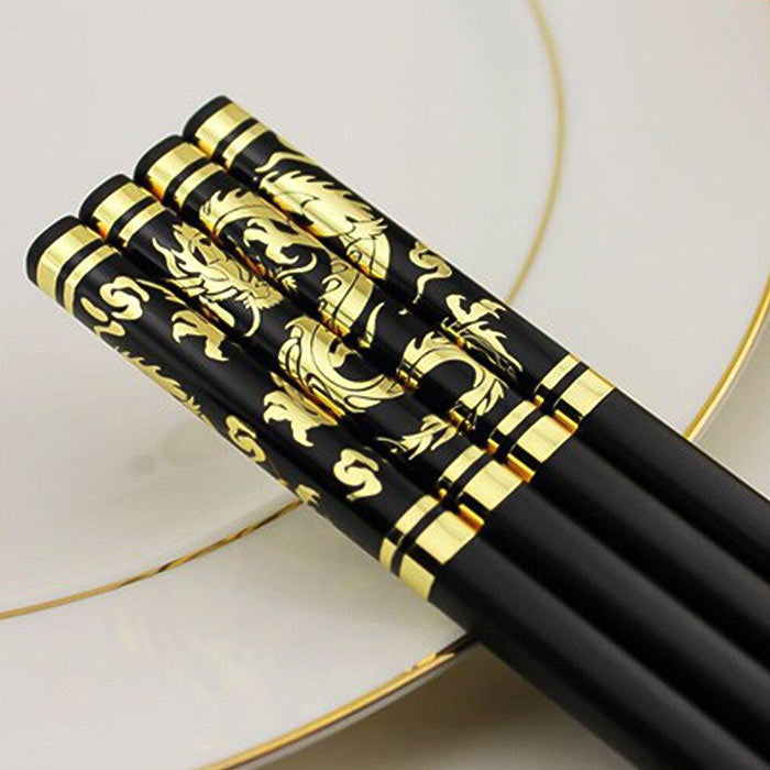 Baguettes Chinoises Dragon en Or
