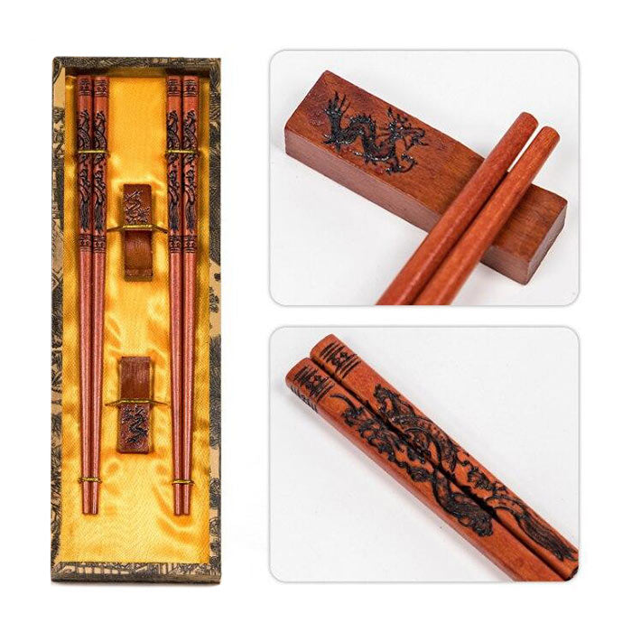 Baguettes Chinoises Dragon gravé
