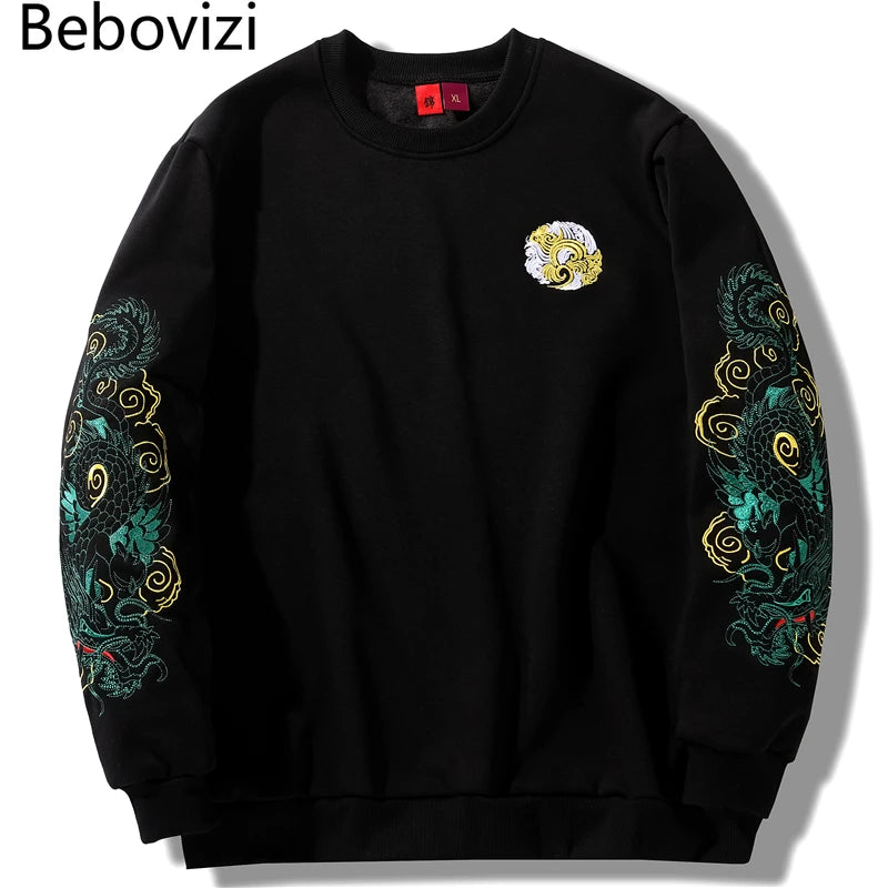 pull-chinois-capuche-brod-dragon-vert