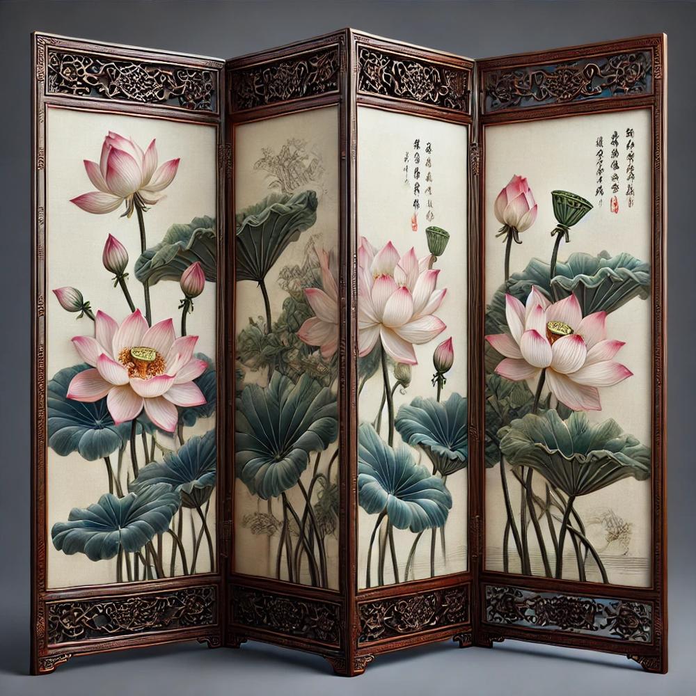 Paravent Chinois Lotus