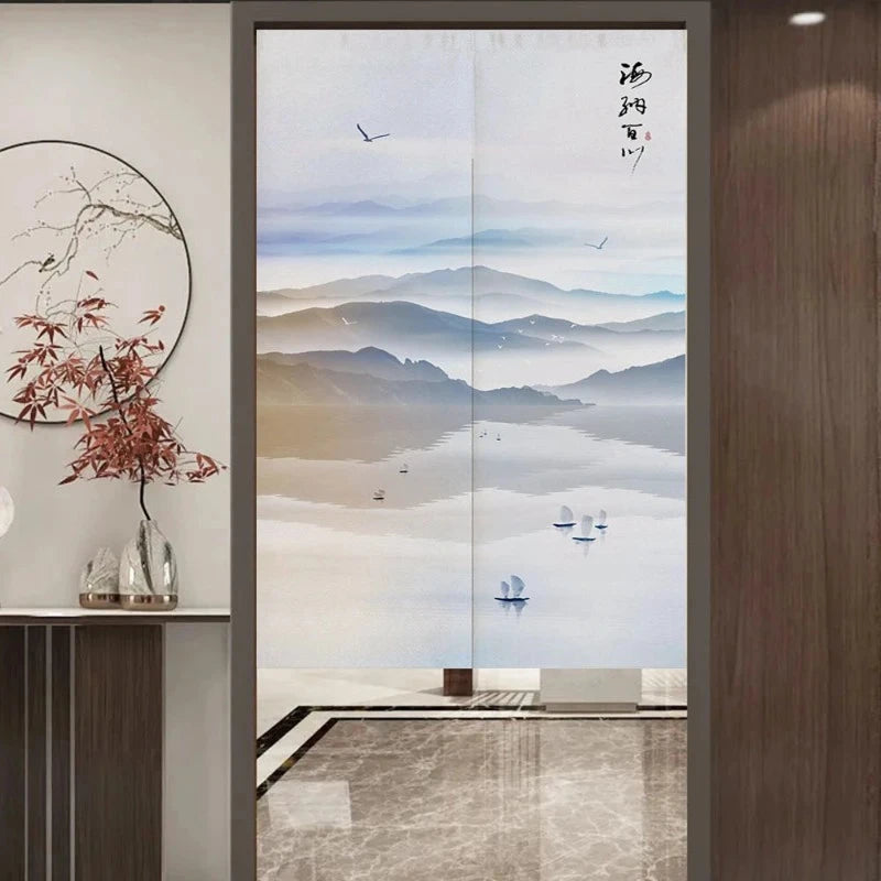 abat-jour-chinois-rideau-peinture-paysage-chinois