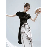 cheongsam-robe-longue-manches-courtes