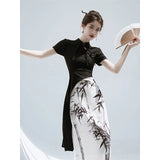 cheongsam-robe-longue-manches-courtes