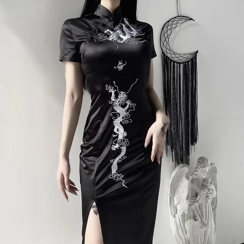 cheongsam-robe-longue-dragon