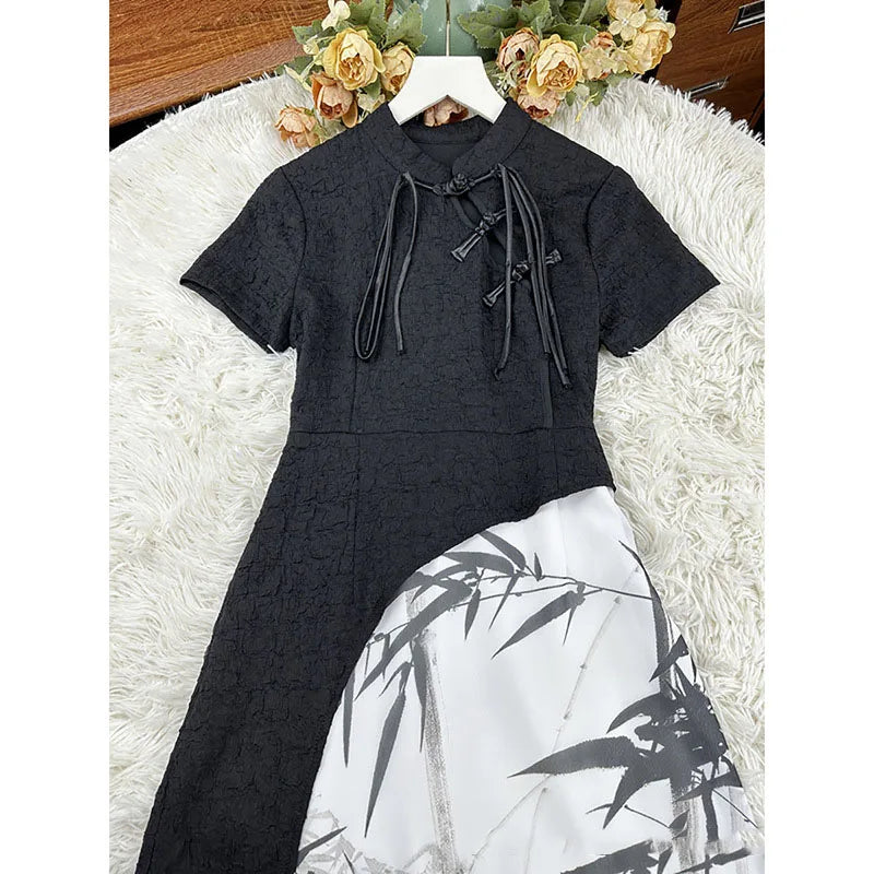 cheongsam-robe-longue-manches-courtes