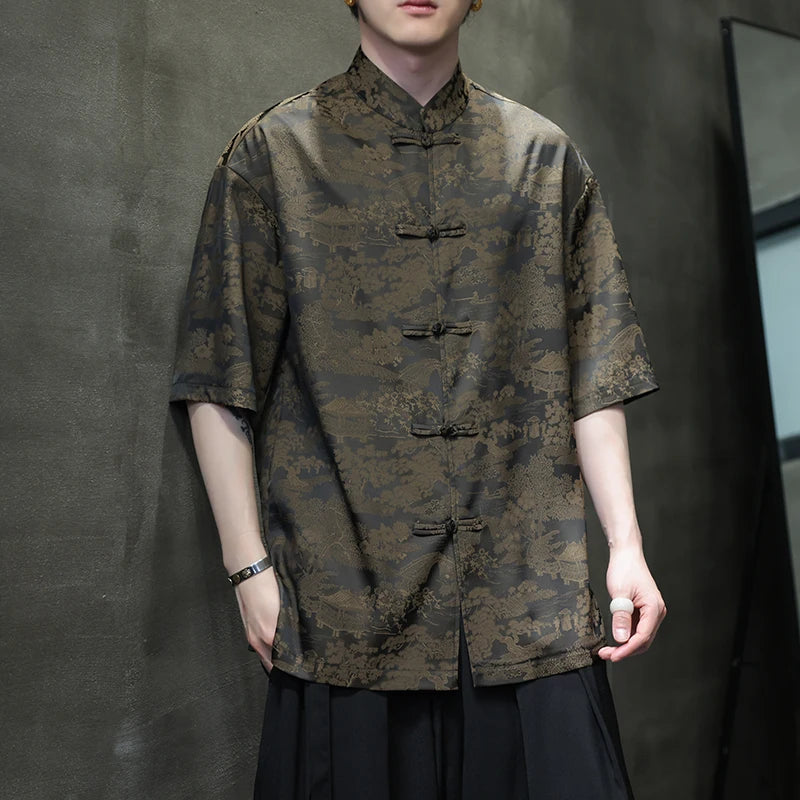 chemises-chinoises-hommes-soie-col-tang