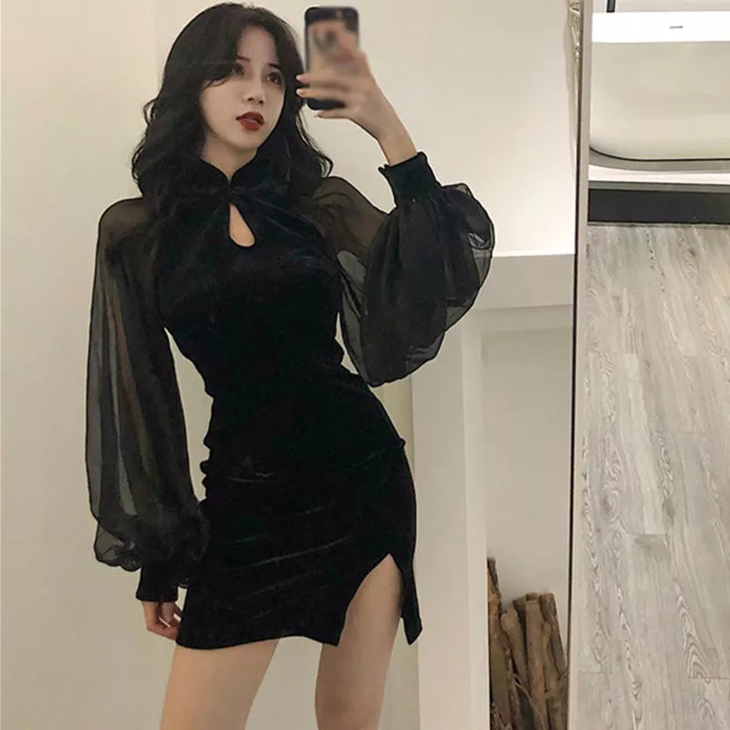 robe-cheongsam-velours-fendue