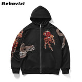 pull-chinois-hoodie-noir-dragon-fleur
