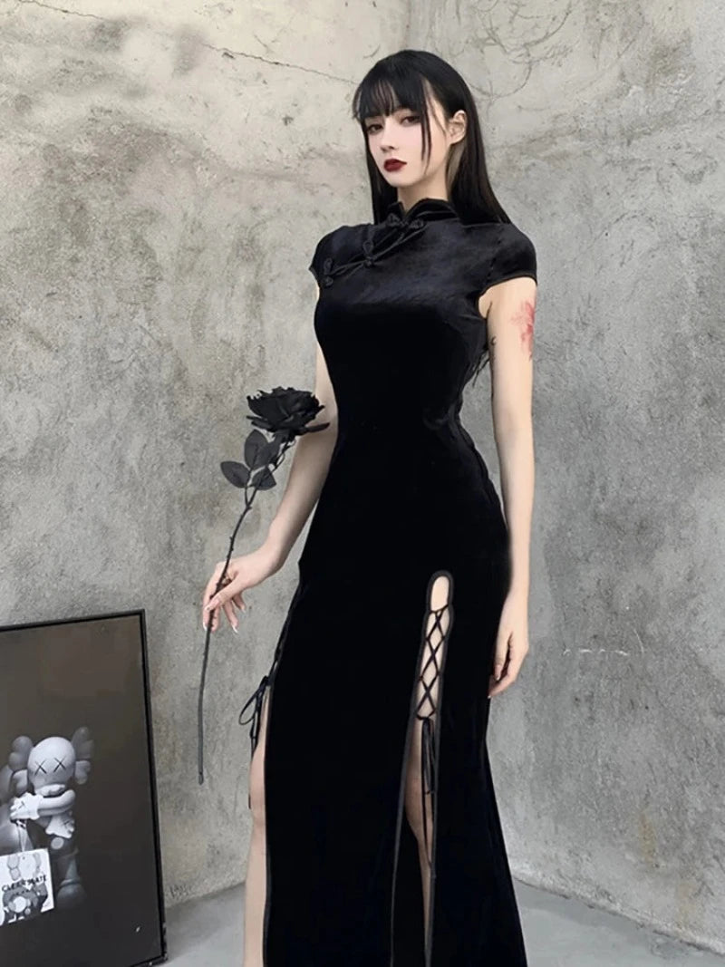 cheongsam-robe-velours-gothique