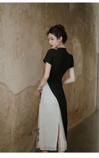 cheongsam-robe-longue-manches-courtes