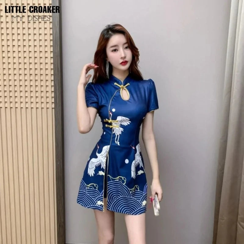 robe-cheongsam-bleu-qipao-imprim