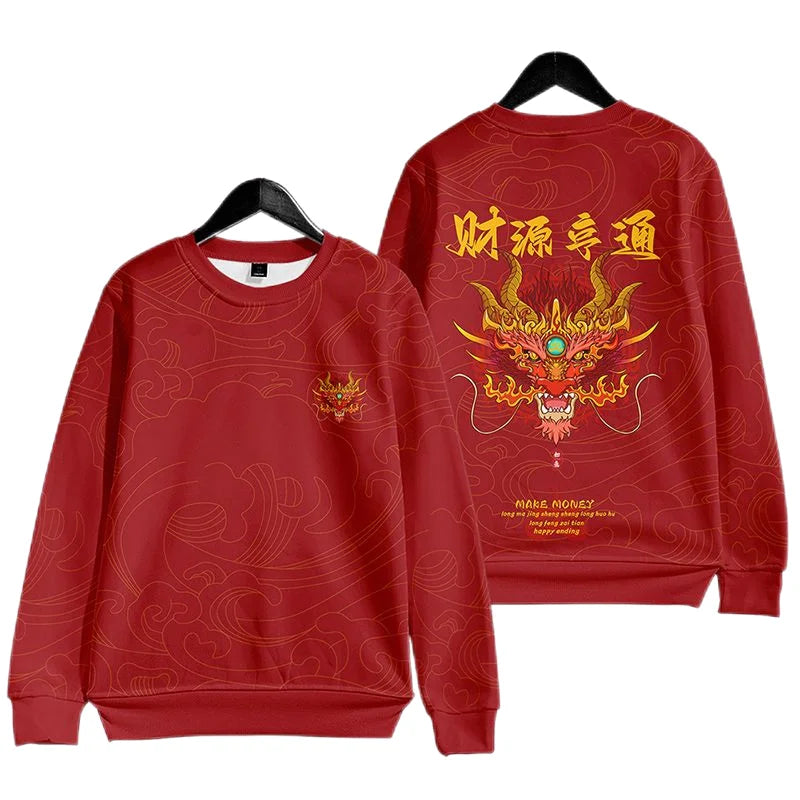pull-chinois-rouge-motif-dragon