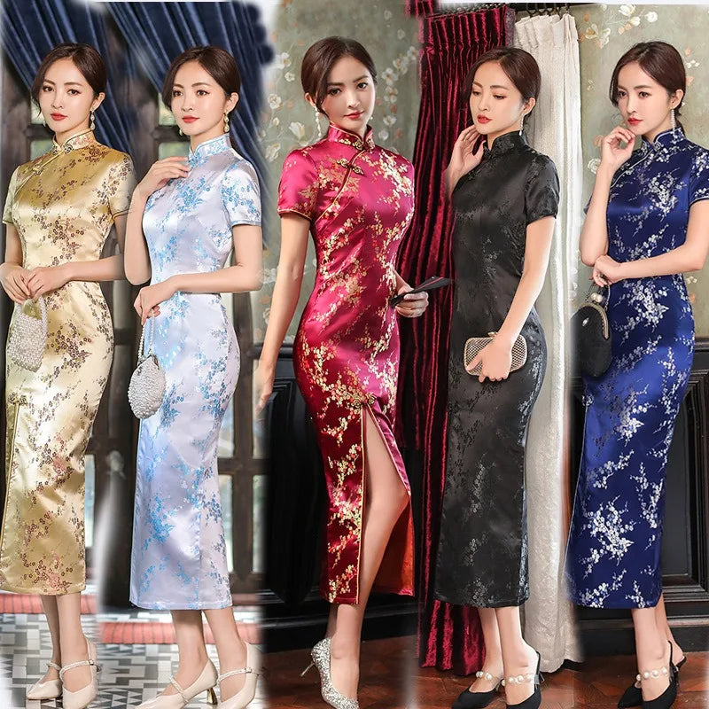 robe-chinoise-tisse-manches-courtes