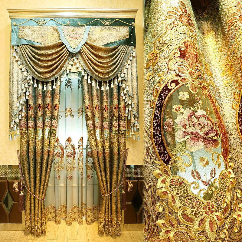Rideau Chinois Velours Dorés Brodés