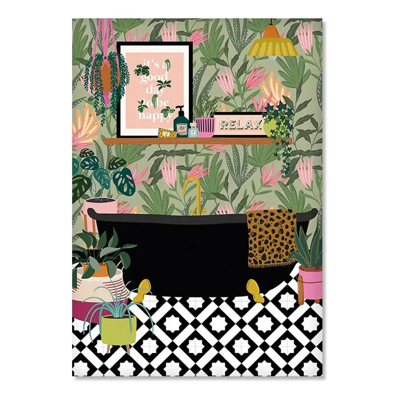 tableau-chinois-feuilles-vertes