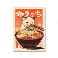 tableau-chinois-kawaii-chatons-ramen