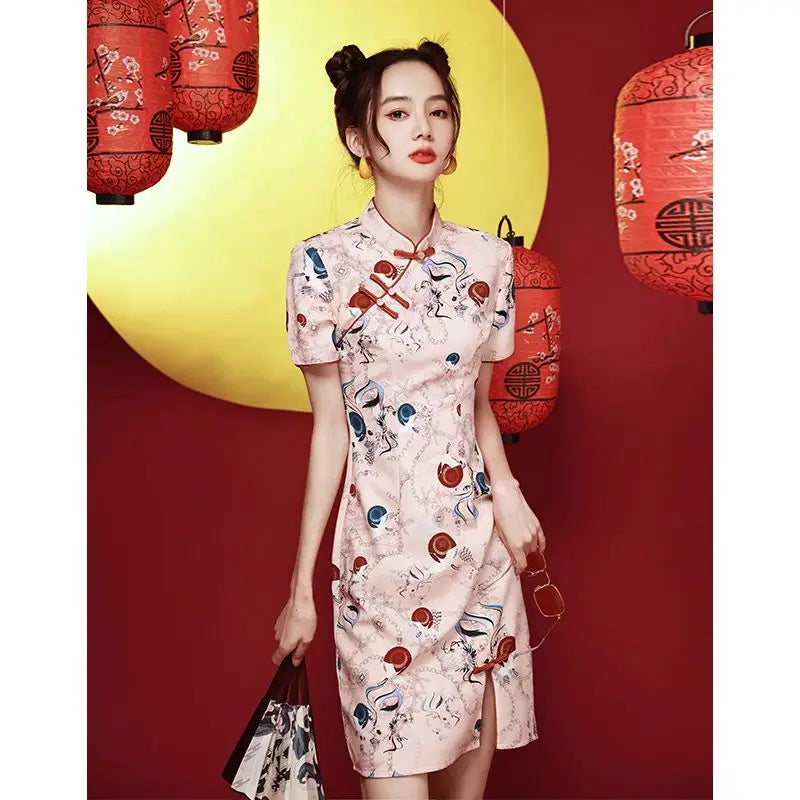 robe-cheongsam-imprim-court-slim