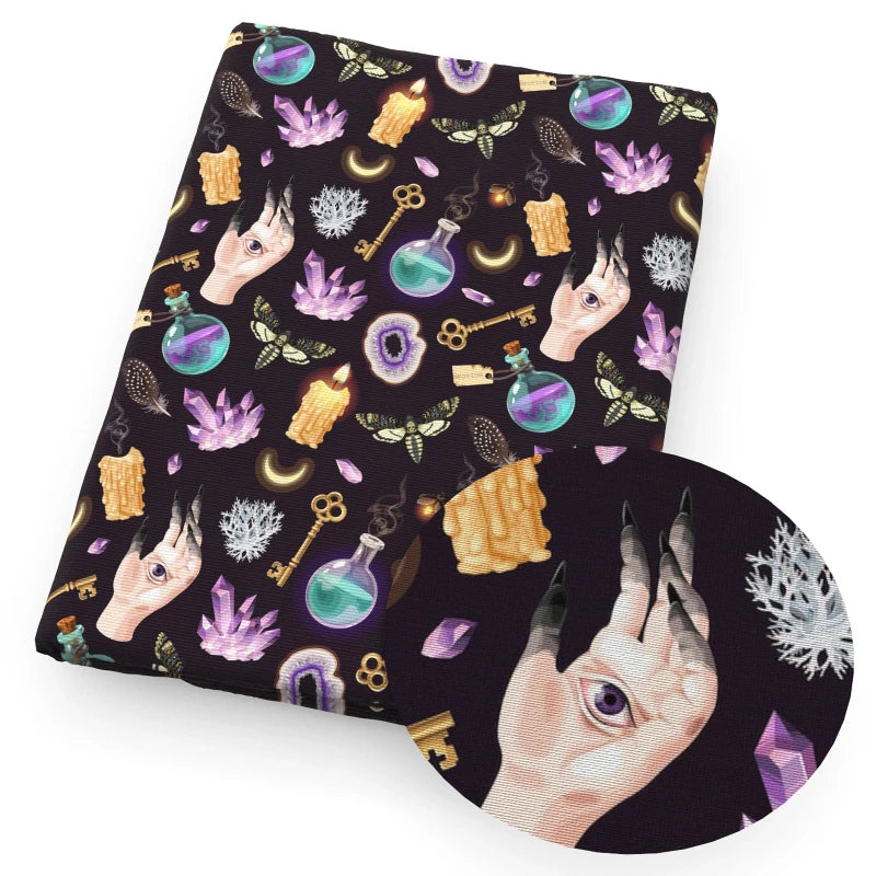 tissu-chinois-noir-t-te-de-mort