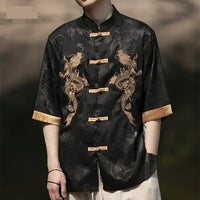 chemises-chinoises-hommes-dragon-courtes