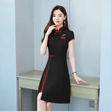 cheongsam-robe-slim-manches-courtes