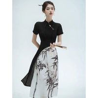 cheongsam-robe-longue-manches-courtes
