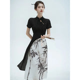 cheongsam-robe-longue-manches-courtes