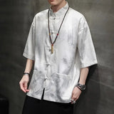 chemises-chinoises-hommes-dragon-courtes