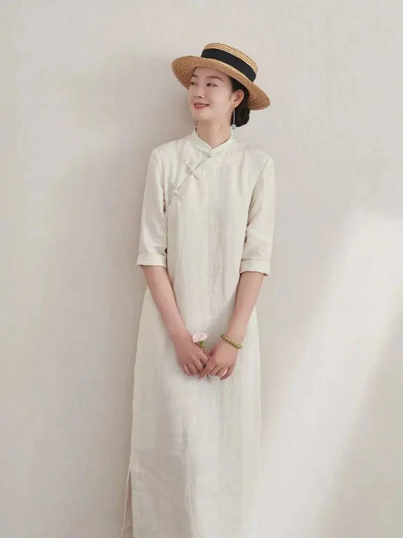 cheongsam-robe-longue-couleur-unie