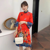 robe-chinoise-moderne-soie-rouge-bleue