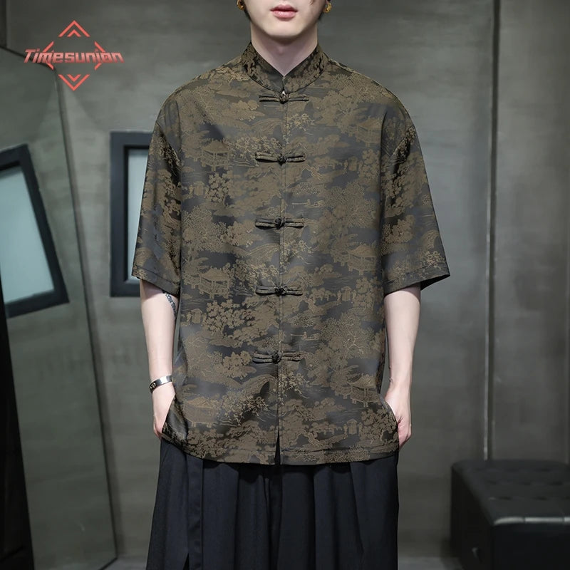 chemises-chinoises-hommes-soie-col-tang