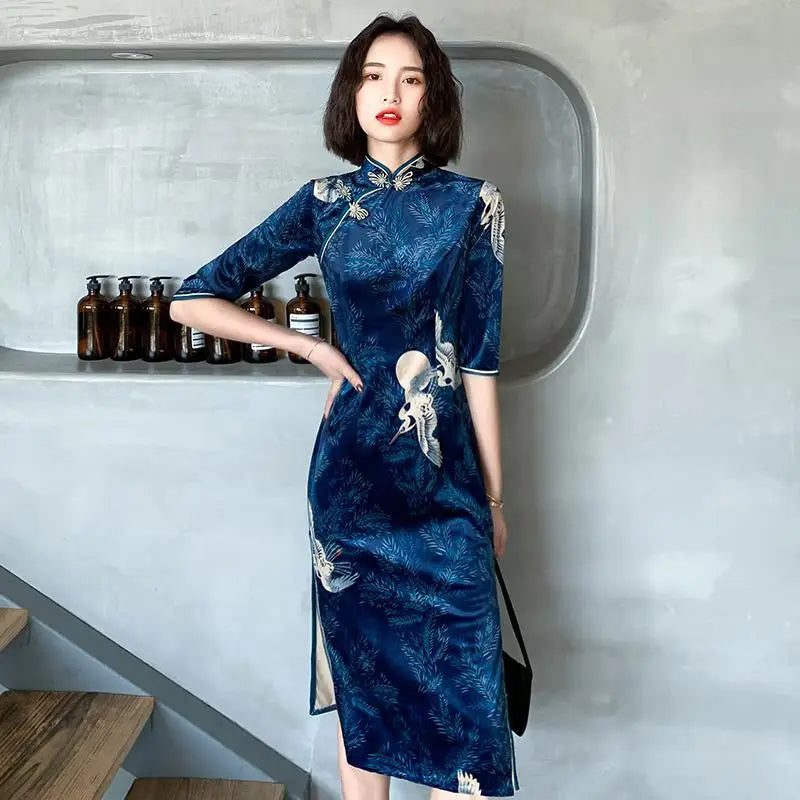 robe-chinoise-rouge-bleu-femme