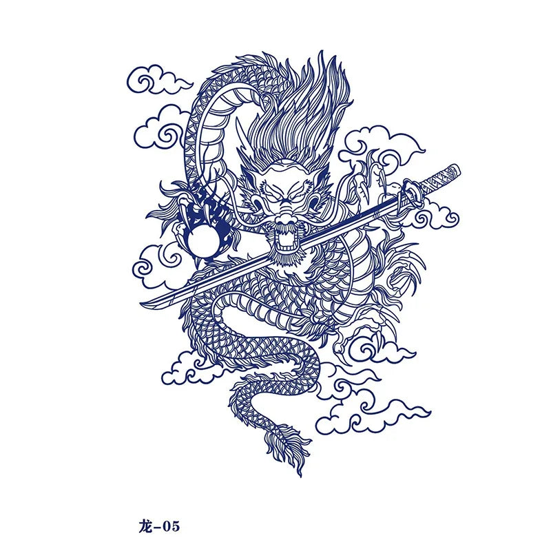 tatouage-dragon-chinois-noir-et-blanc